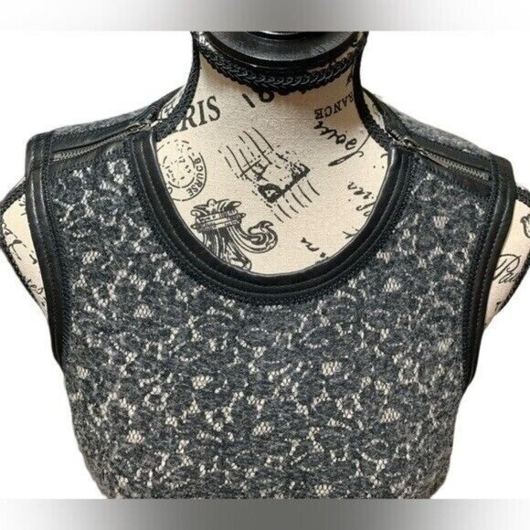 Rebecca Taylor Women's Sleeveless Wool Blend Lace Bonded Dress Grey/Black Size:2 - Picture 9 of 13